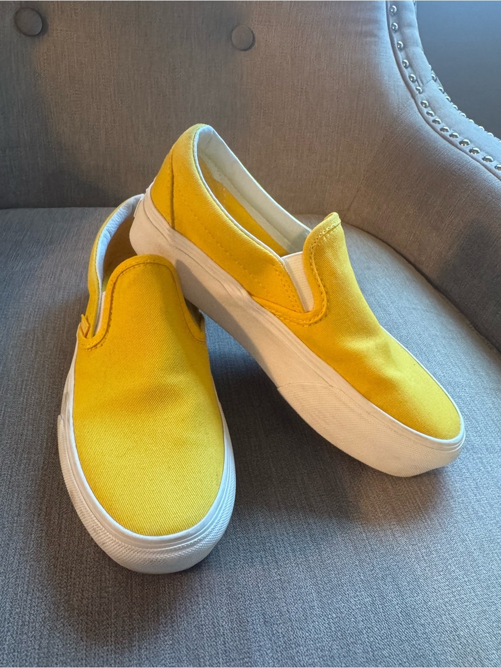 Vans Yellow Slip-On Platform Sneakers size 6.5 women’s